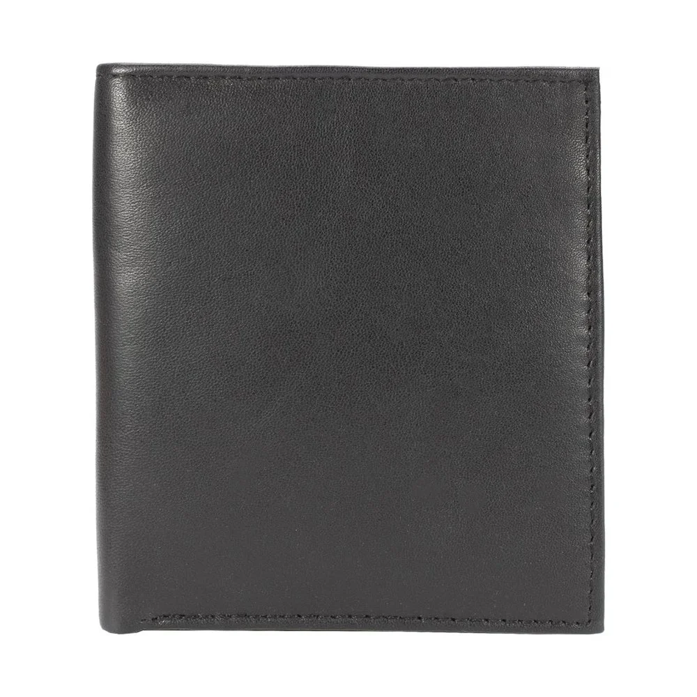 Men Lambskin Leather Long Wallet with Multi Card Holder, Black